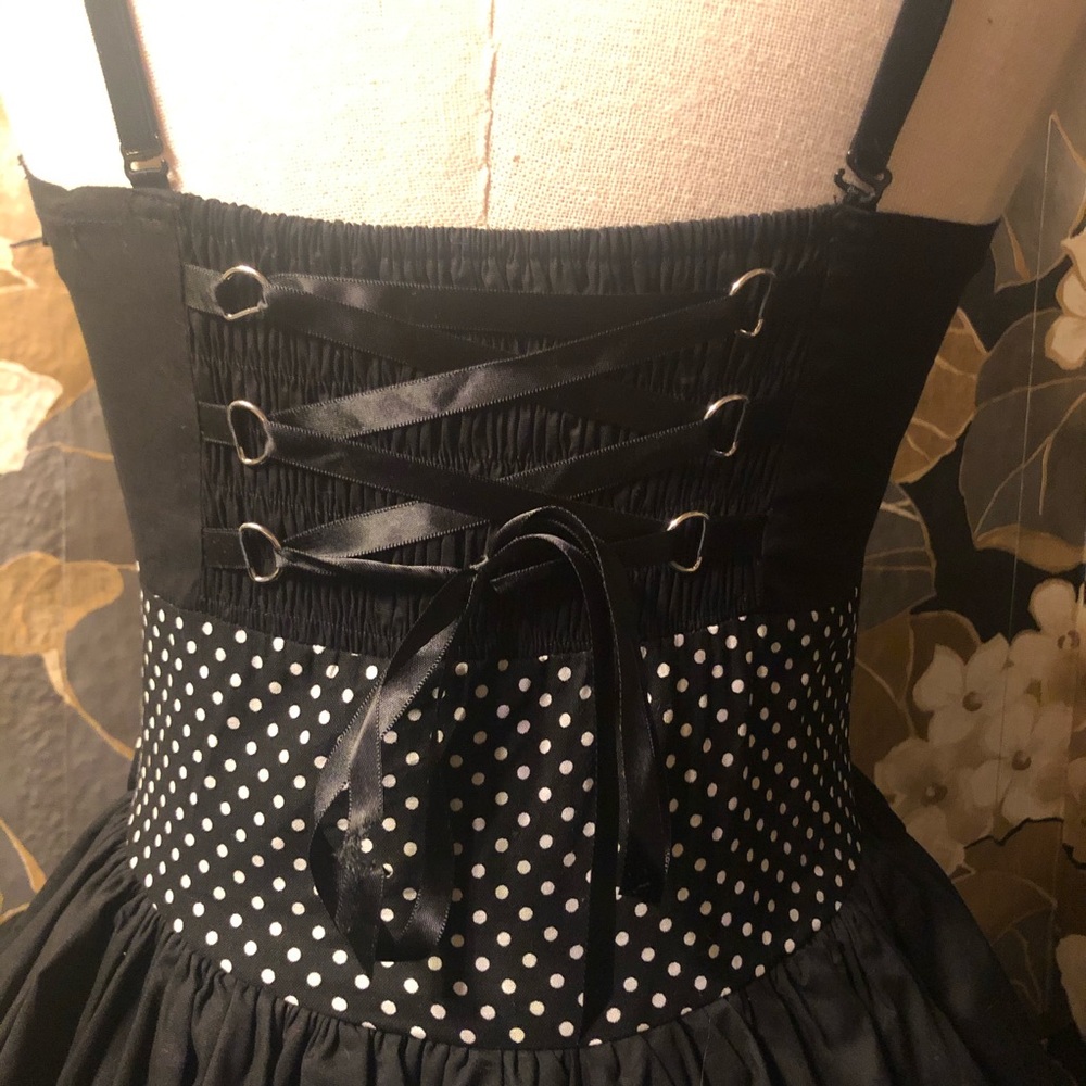hell bunny black and white polka dot dress - Picture 5 of 8